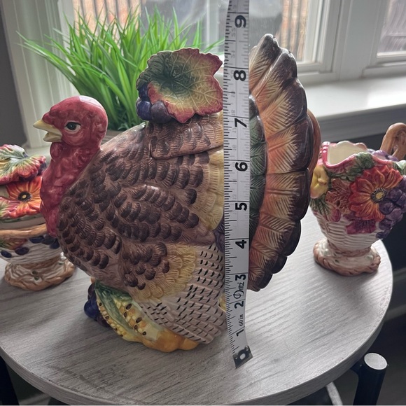 Fitz and Floyd Harvest Thanksgiving Turkey Teapot with Creamer & Sugar Bowl - Picture 10 of 16
